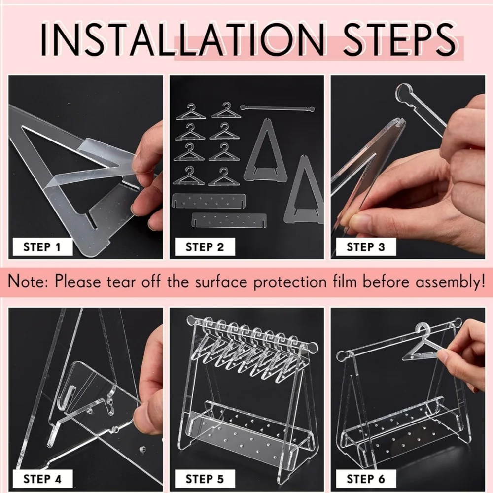 Transparent Earrings, 8 Hangers & Bottom Display
